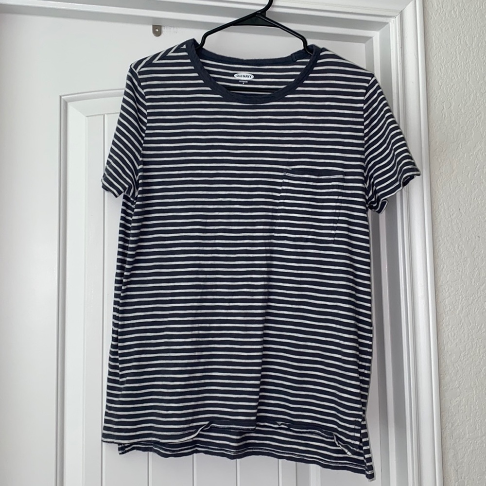 Blue and white striped t shirt